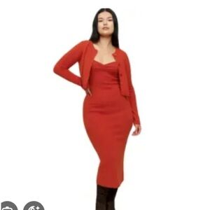 NWT Reformation Rena Cashmere Set in Tikka size S — Dress and Cardigan